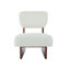 Ensemble de 2 chaises longues beiges modernes - Chaises d'appoint rembourrées en polyester avec base en bois de noyer, sièges minimalistes pour le salon, la chambre à coucher et le bureau