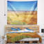 Paysage prairie avec tapisserie bleu ciel vif et suspension murale-28486347