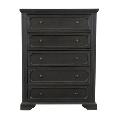 Traditional Design 5-Drawers Storage Chest 1pc Charcoal Finish Rustic Style Bedroom Furniture