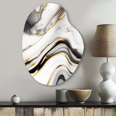 «Abstract Geode Marble Waves» gris IV - art mural abstrait en forme de métal, sculpture murale asymétrique en métal