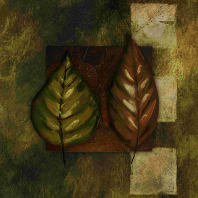 Deux feuilles - peinture sur toile tendue