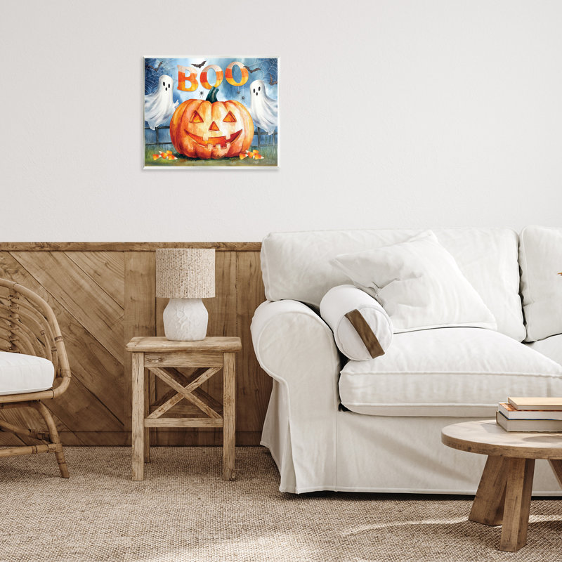 Boo Ghost & Jack-o-Lantern, plaque murale par Nicole DeCamp