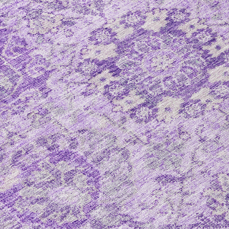 Lavender Damask Ultra-Thin Machine Washable Indoor/Outdoor Rug