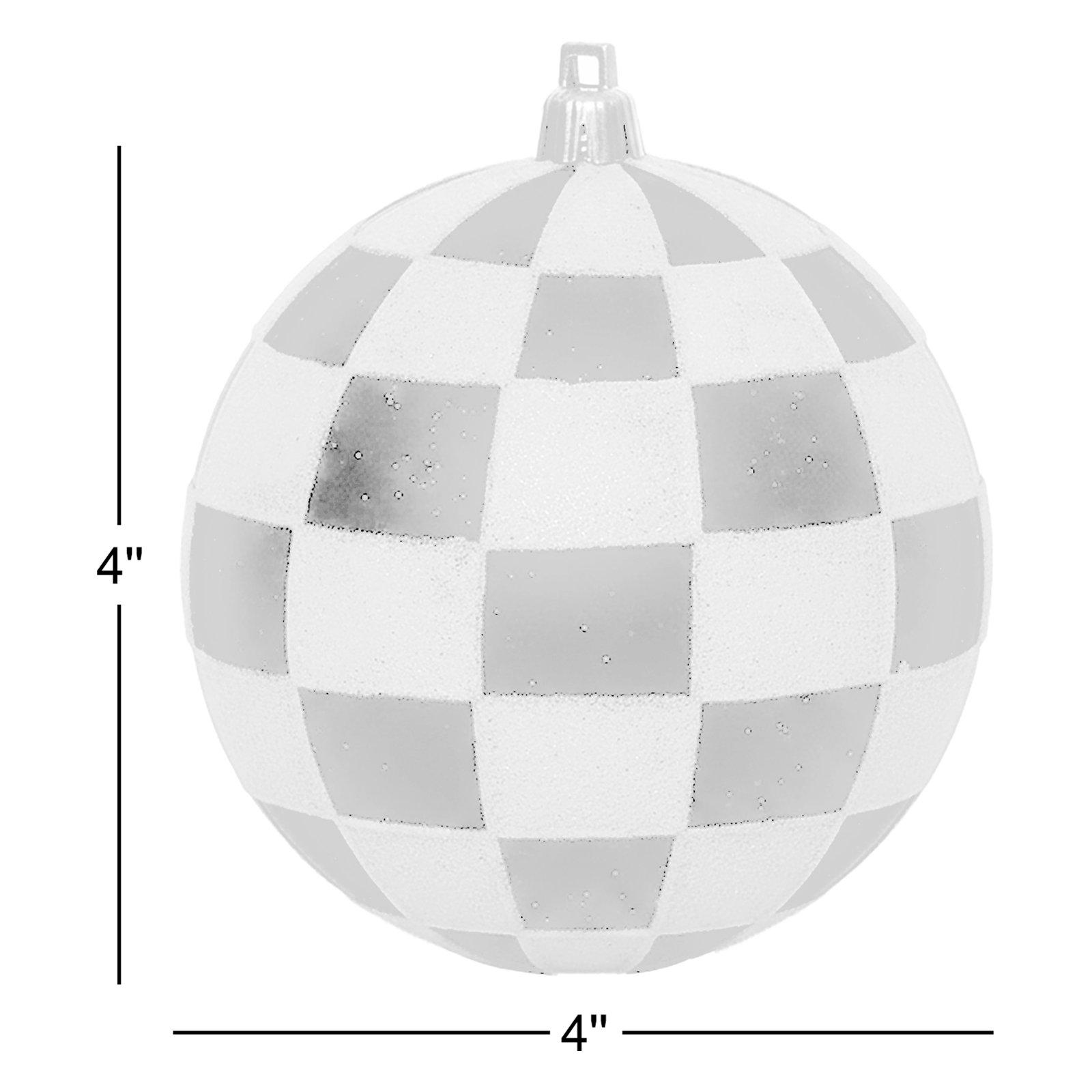 Glitter 4" Shatterproof Bauble, Black / White