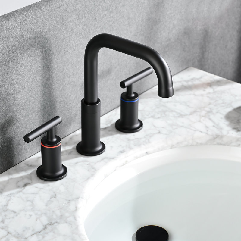 Robinet de lavabo de salle de bain escamotable à ouverture escamotable 8 pouces, style noir mat, robinet en laiton, noir