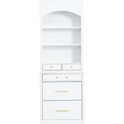 Garde-manger de 83,7 pouces de hauteur avec comptoir en faux marbre - Armoire blanche pour le rangement de la salle à manger
