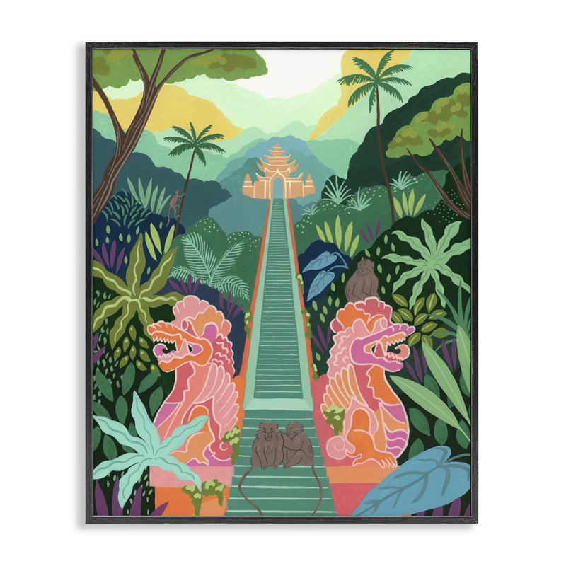 «Monkey Forest Stairs to Temple», estampe numérique, design par Courtney Haley, H 14 po x l 11 po