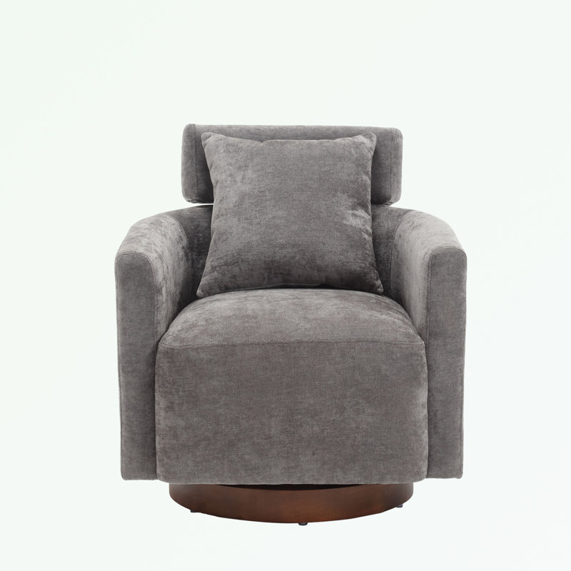 Fauteuil demi-tonneau pivotant en chenille, Gris