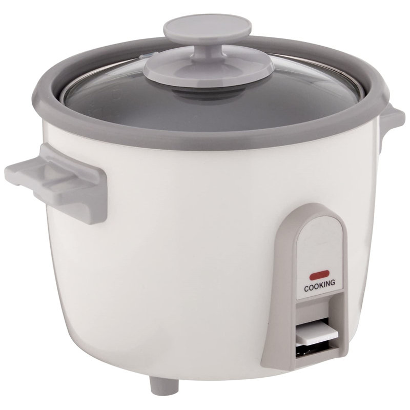 Compact White Electric 3 Cup Rice Cooker with Steamer