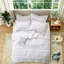 Ensemble de literie blanc en polyester, couette réversible à volants, style shabby chic, taille king