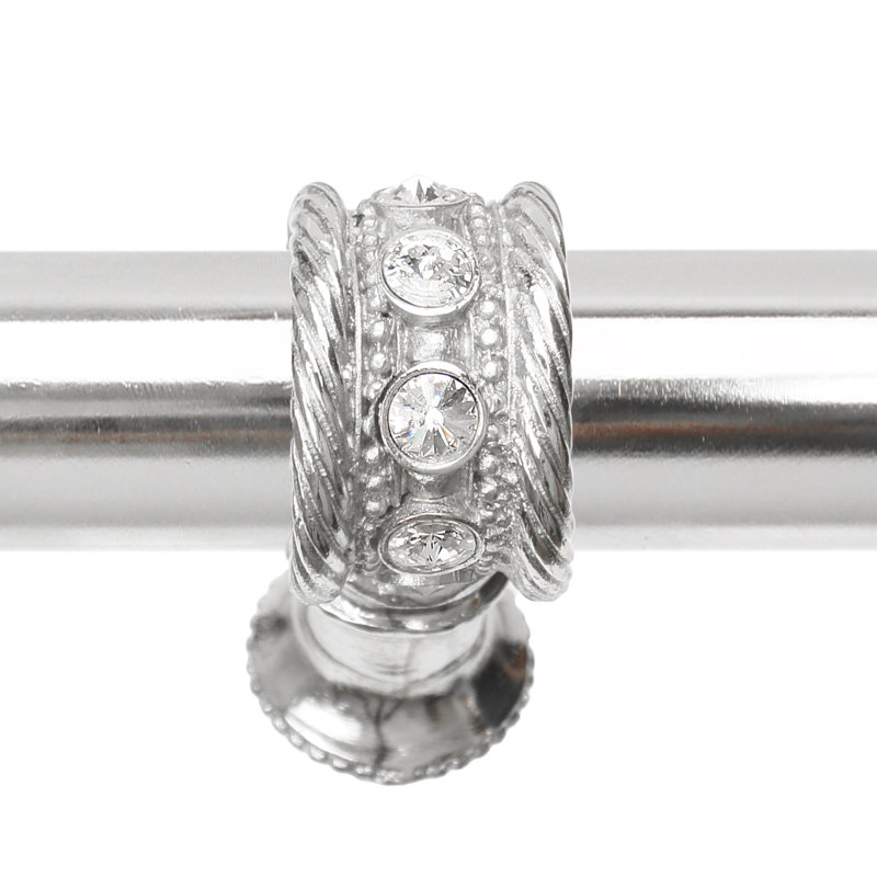 Caché avec une longue poignée centrale de 5/8 po et 23 cristaux transparents Swarovski avec entretoise centrale, 12", Chrome