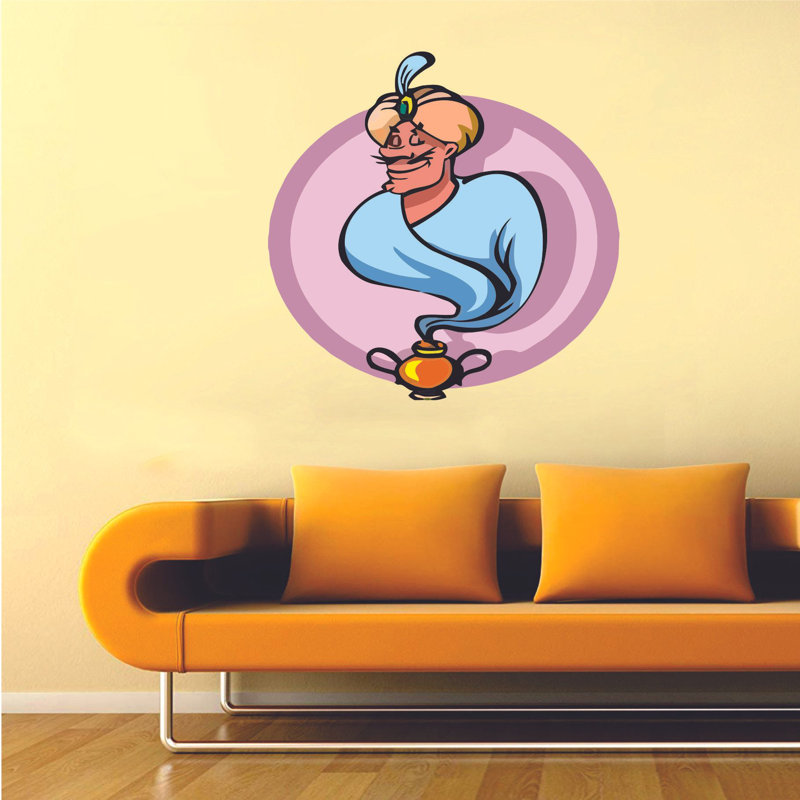 Adhésif décoratif caricature d’un génie sortant de la lampe, H 30 po x l 30 po