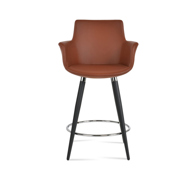 Tabouret de bar et de comptoir Bottega Ana, Tabouret de comptoir (siège d'une hauteur de 24 p, Cannelle