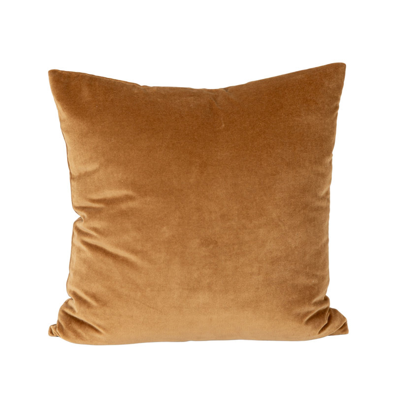 Coussin en coton et velours, Carré 18 po, Brun