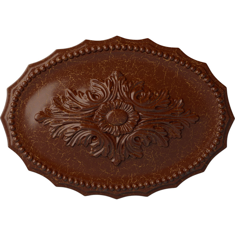 Médaillon de plafond Oxford Endurathane, l 16 7/8 po x H 11 3/4 po x P 1 1/2 po, Acajou poli craquelé