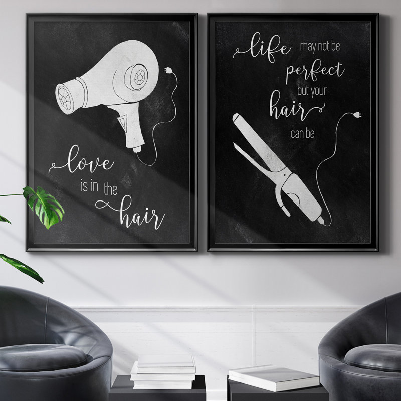 «Love the cheveux» - ensemble de 2 impressions, H 18,5 po x l 49 po x P 1,5 po, H 31,5 po x l 47 po x P 1,5 po, Pas de tapis