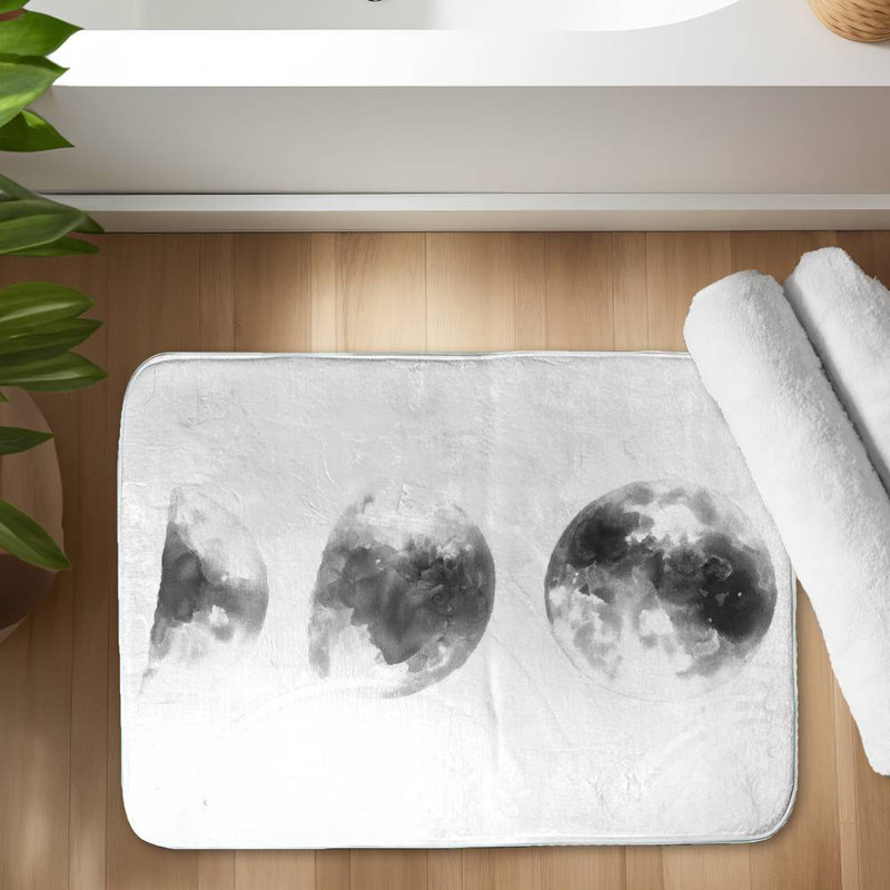 Eclipse in several phases Bath Mat with Non-Slip Backing - Quick Dry Memory Foam Bathroom Rug - Absorbent - Modern Plush Spa-Style - Machine Washable