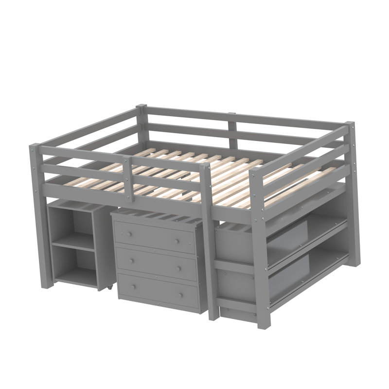 Fynnley Kids Full Loft Bed with Drawers, Gray