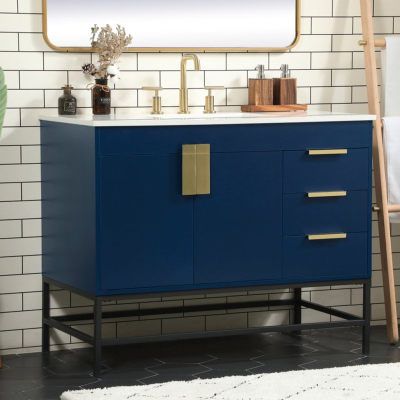 Ensemble de meuble-lavabo simple 42 po Eugene, Bleu
