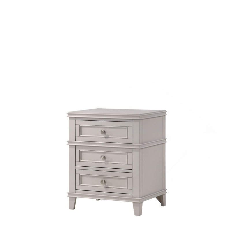 3 Drawer Nightstand W/ USB, Gray
