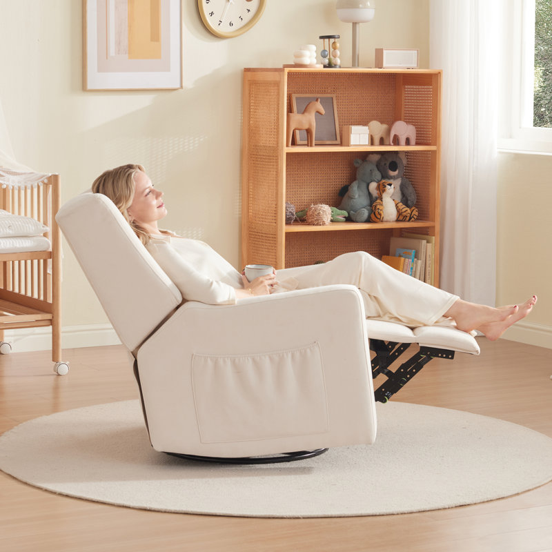 Chaise berçante inclinable et pivotante Tucker, Blanc