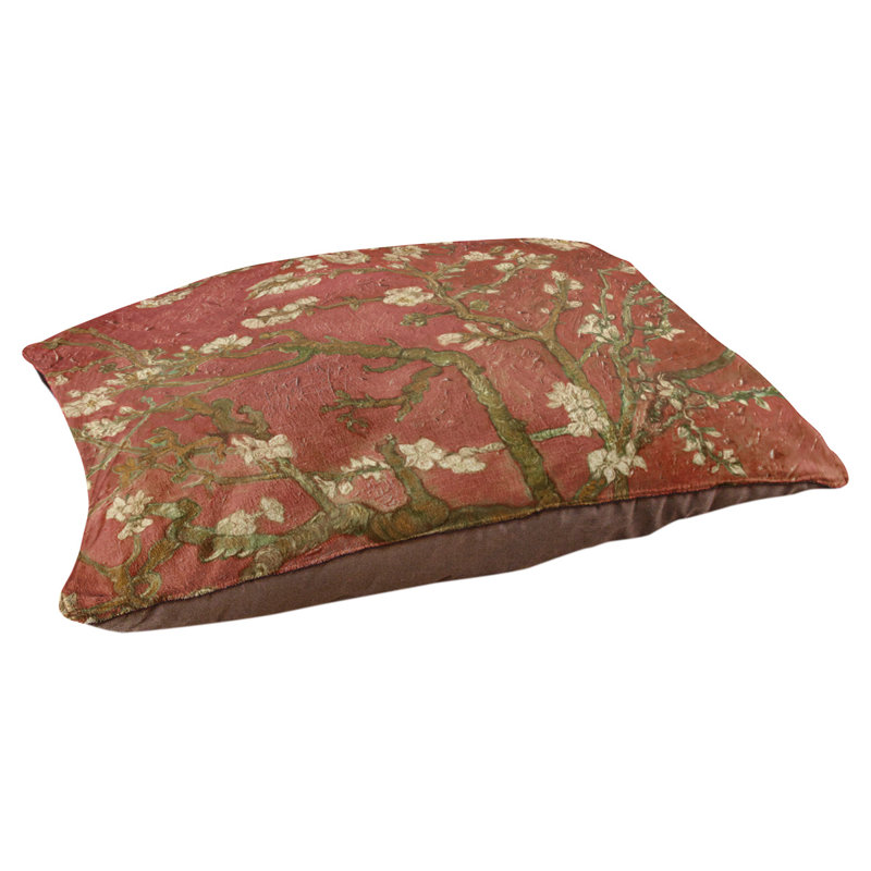 Coussin de concepteur de fleurs d’amande Burk, L 42 po x l 52 po, Rouge / brun foncé