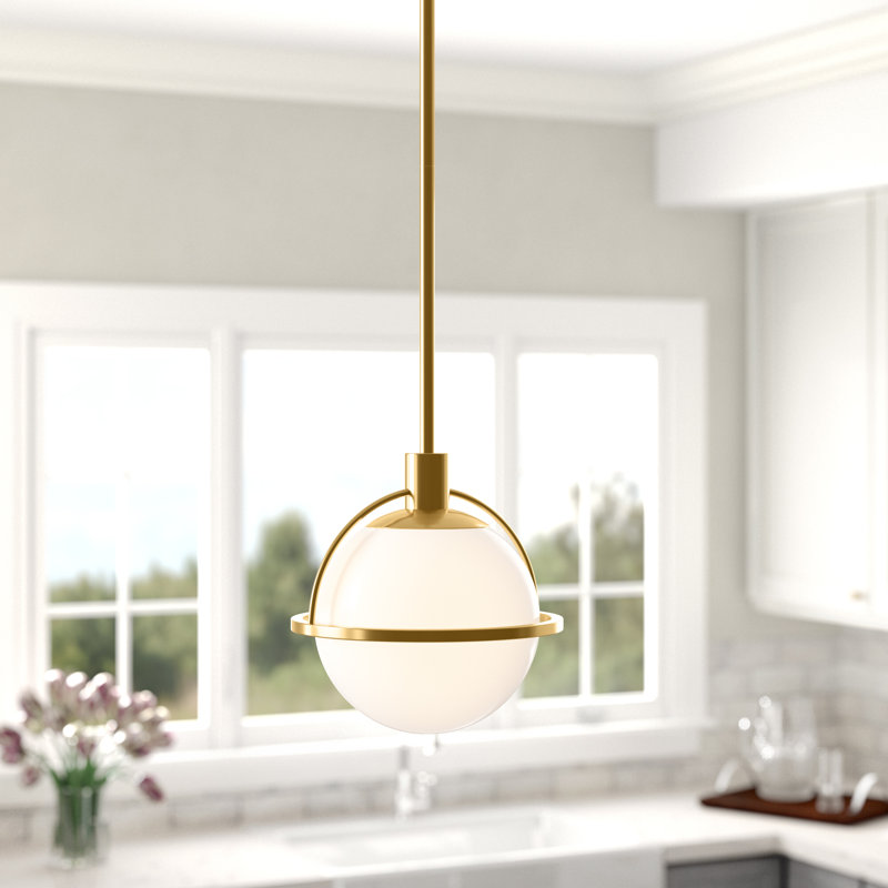 Luminaire suspendu en forme de globe à 1 lumière Chaviano, Laiton