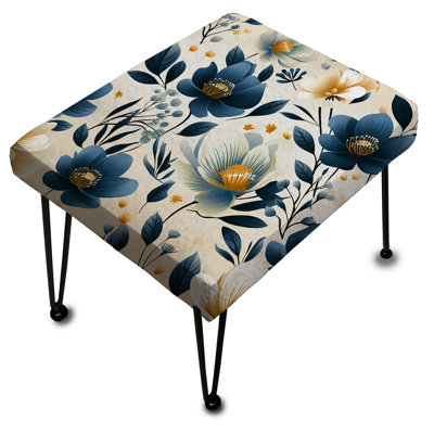 Repose-pieds antique bleu avec fleurs gracieuses I