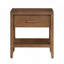 Table de chevet transitionnelle 1pc avec tiroir et tablette ouverte brun clair