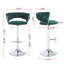 Ensemble de 2 tabourets de bar en velours, pivotants, réglables en hauteur, avec repose-pieds chromé, vert | Idée de cadeau-1270931527