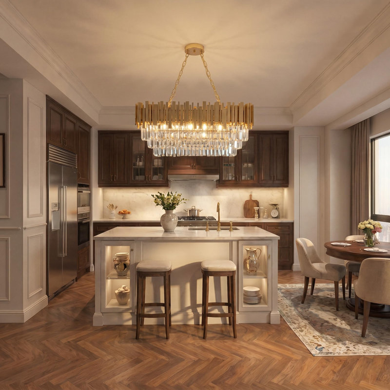 31.49" Luxury Gold Oval Tiered Crystal Chandelier, E14 Base, Bulb Excluded