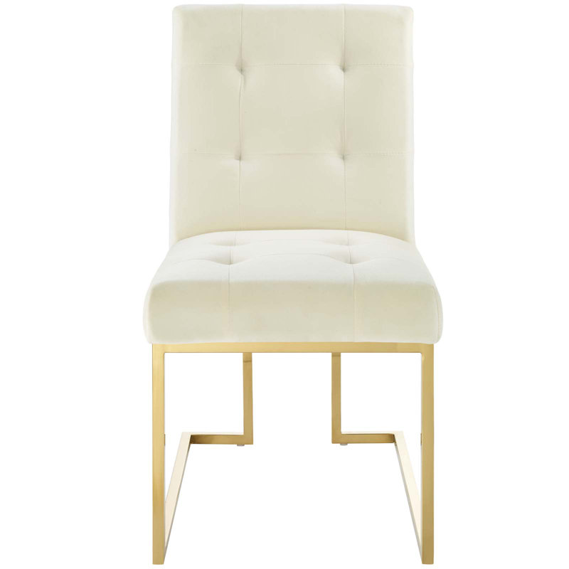 Chaise d'appoint en velours Privy, Ivoire, 1, Gold