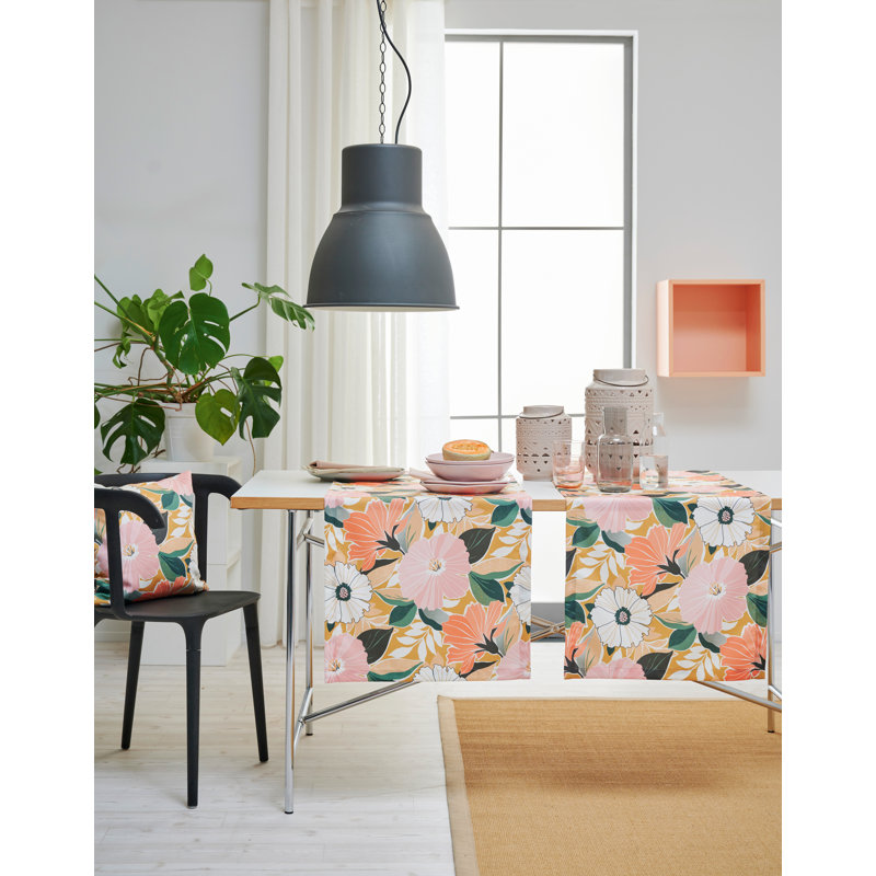 Astrid Floral Square Throw Cushion, Light Orange, 48cm H x 48cm W x 5cm D