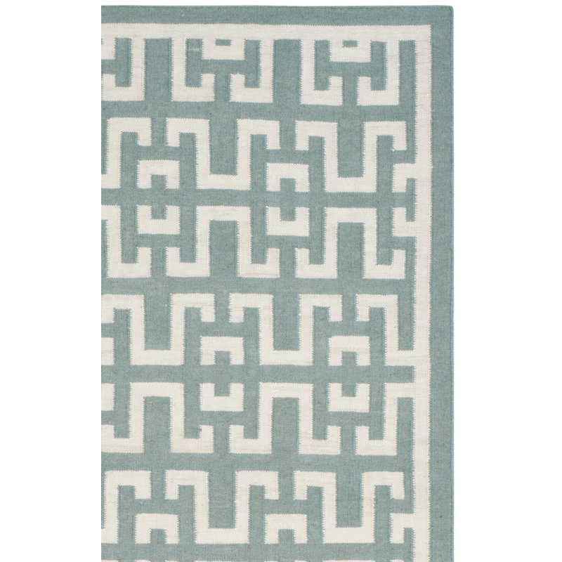 Tapis géométrique en soie / laine / ivoire à tissage plat Rodgers, Rectangle 4 pi x 6 pi