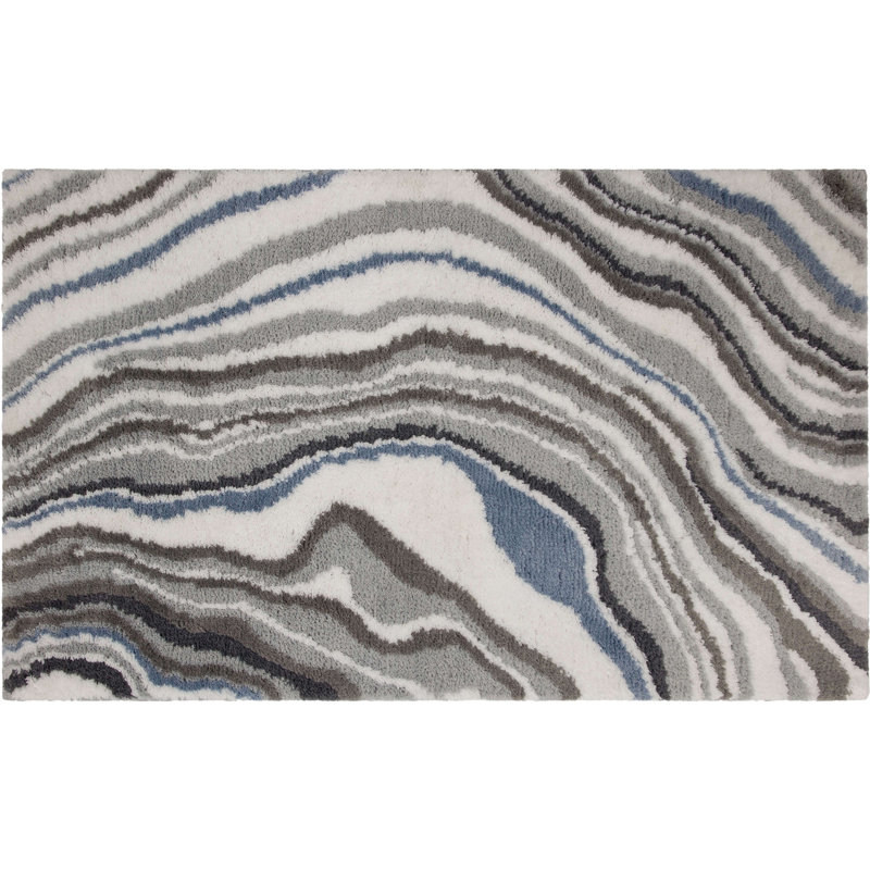 Tapis pour salle de bain Alyxandrea, Brume bleue, L 24 po x L 60 po