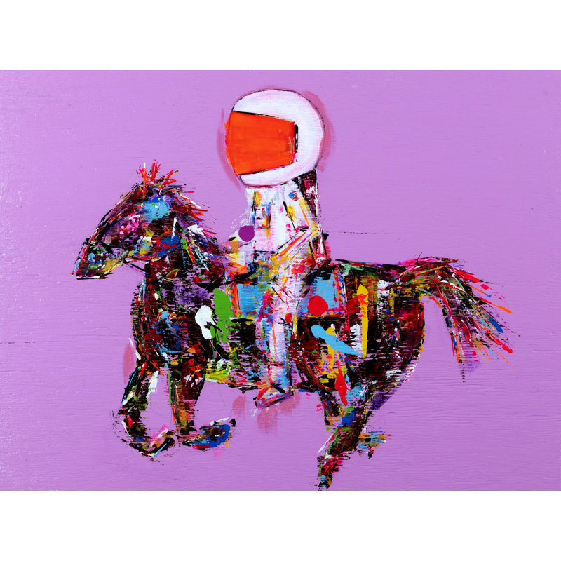 Astronaut On Horse On Pink Print by Jphono 1, Wrapped Canvas, 24" H x 32" W, 25" H x 33" W