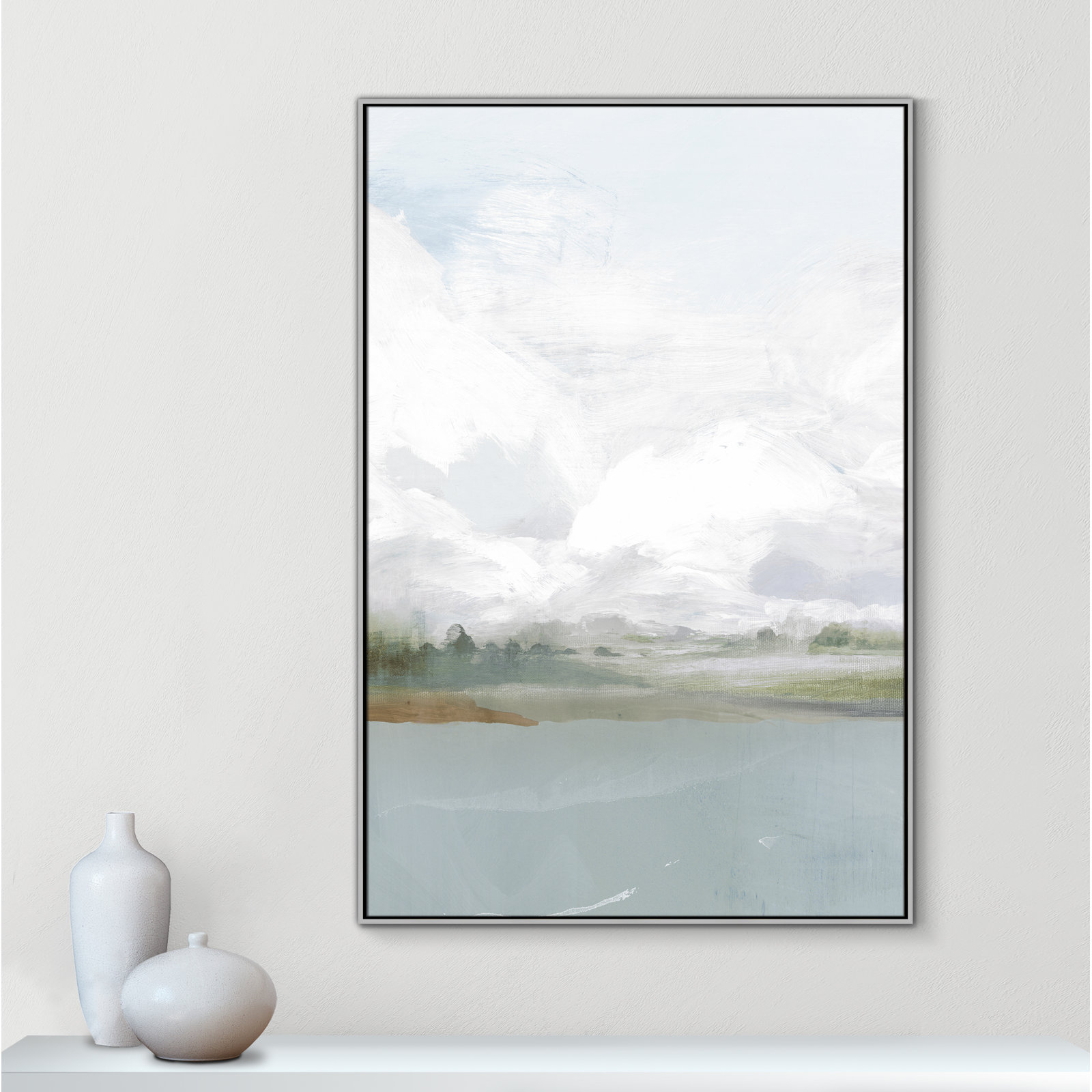 All Shore Painting, 61.5" H x 41.5" W, Silver