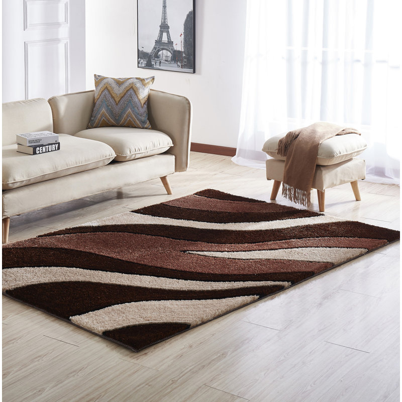 Tapis brun / beige touffeté à la main Neligh, Rectangle 5 pi x 7 pi