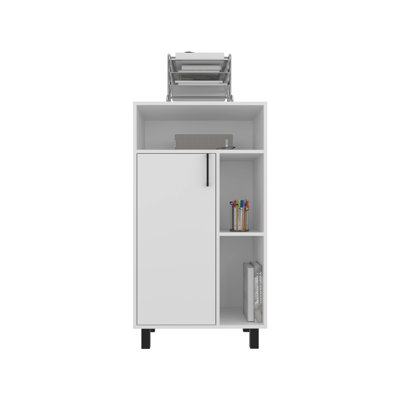 Base Cabinet, 1 Door, 3 Shelves, 4 Legs, White