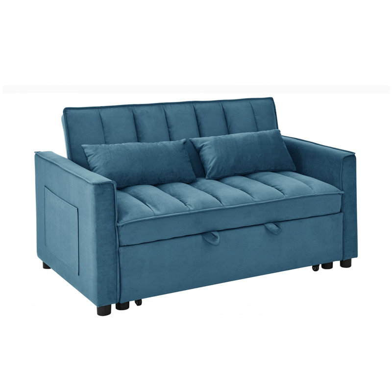Canapé convertible 3 en 1 pour salon, bleu
