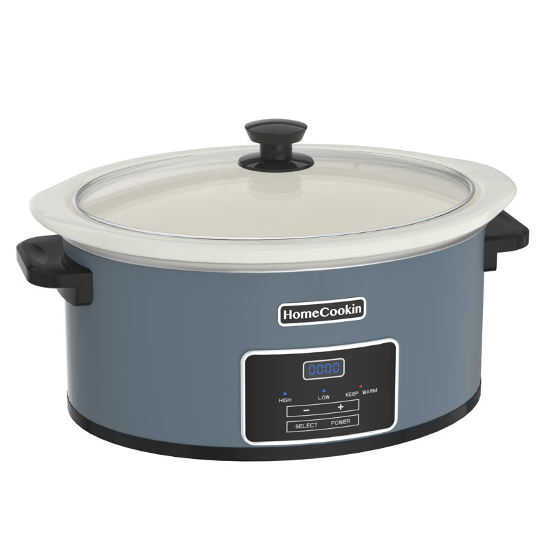 Homecookin Programmable Slow Cooker, 7 Qt, Blue/White