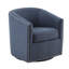 Fauteuil pivotant bleu, avec un élégant clou argenté et un rembourrage en mousse à base noire en métal