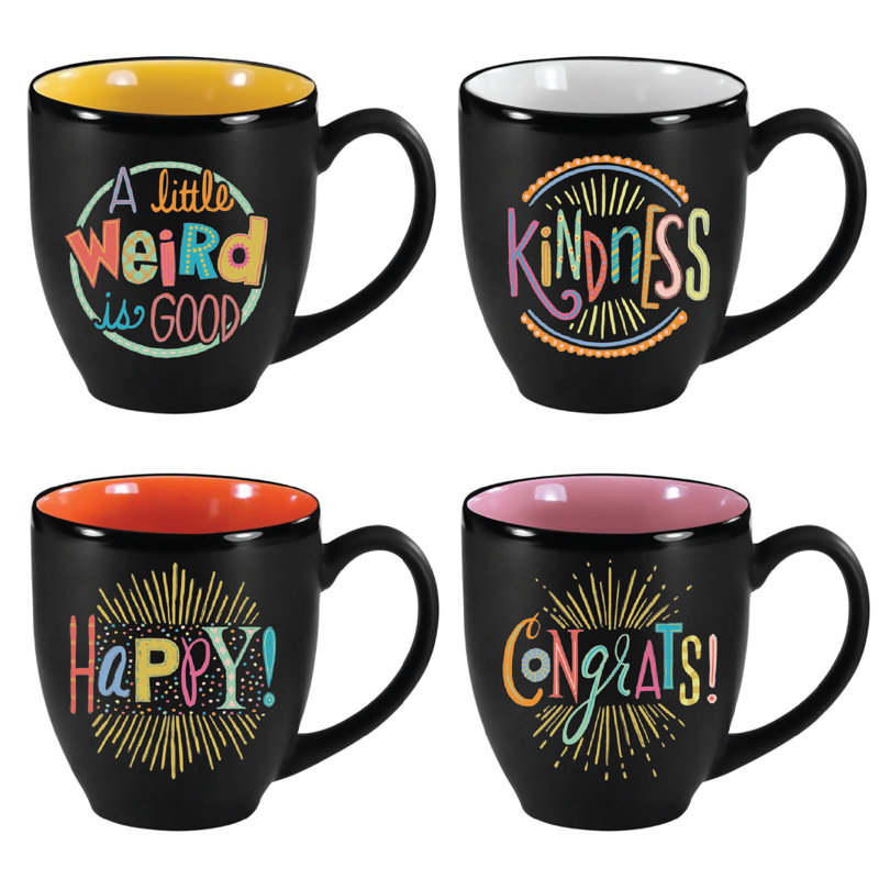Ensemble de 4 tasses à bistro colorées 16 oz