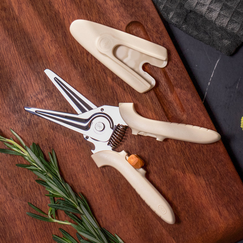 OOU White Bear Kitchen Scissors with Magnetic Cover