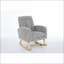 Fauteuils à bascule, fauteuil de chambre de bébé moderne rembourré avec pieds en bois massif, dossier haut et amp; Poche latérale | Velours rayé | Mélange de polyester