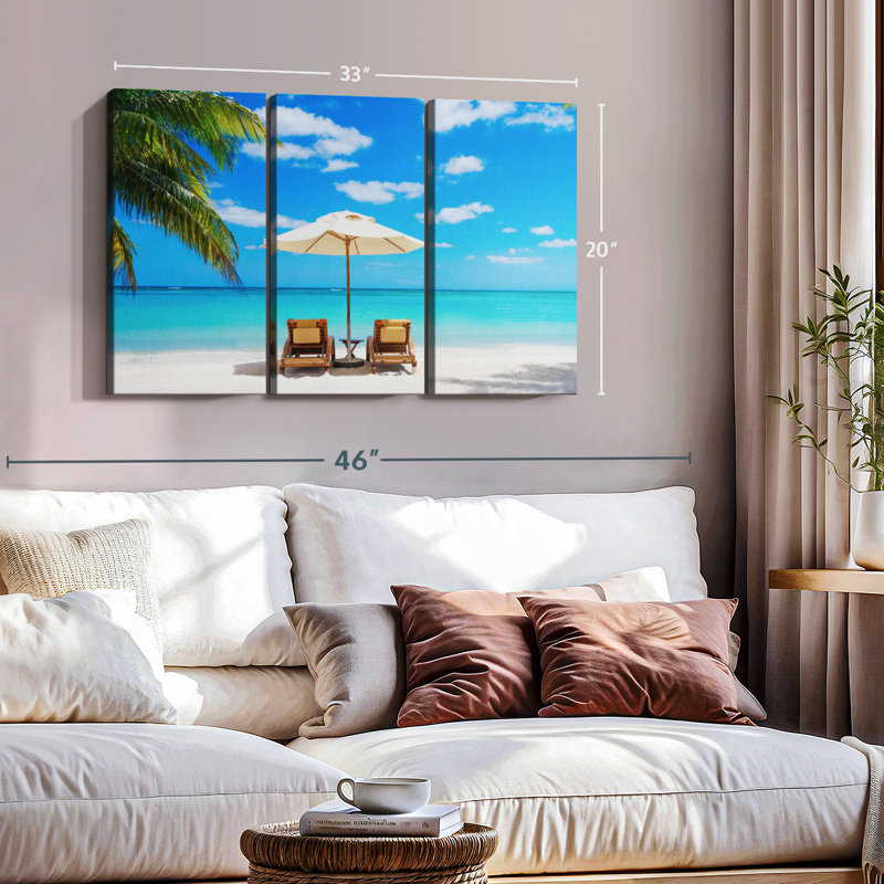 «Beach Deckchairs», 3 pièces, H 20 po x l 33 po