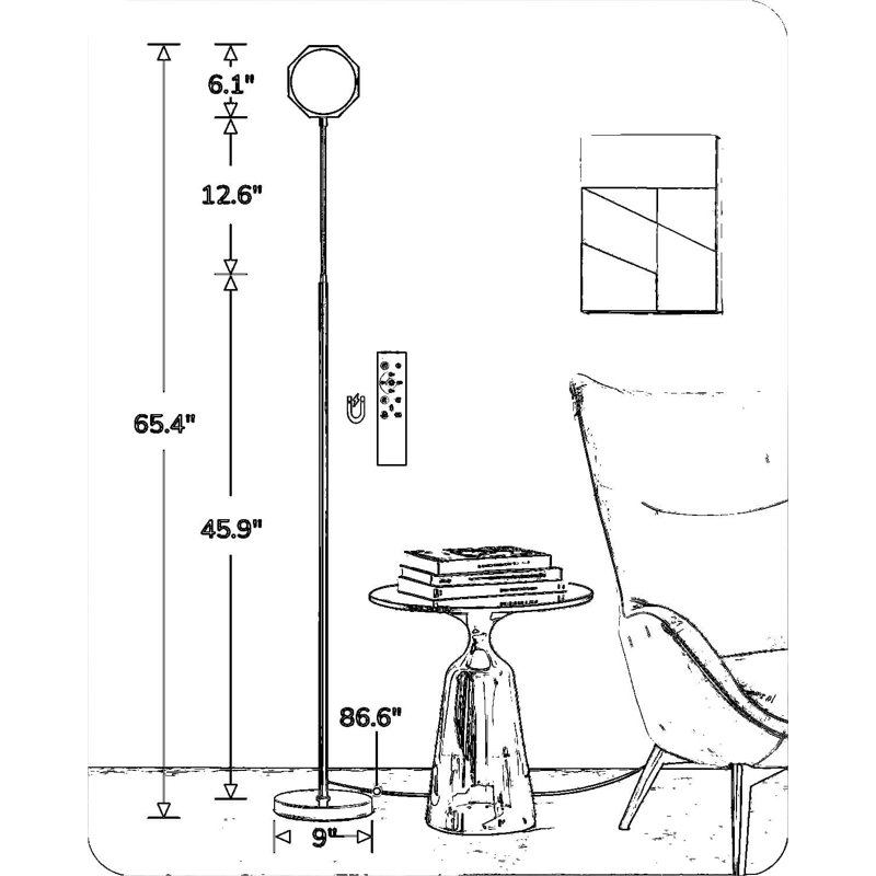 Lampe sur pied à DEL avec télécommande, lampe sur pied à intensité variable de 1300LM avec 4 températures de couleur, col de cygne réglable pour la lecture dans le salon, la chambre à coucher ou le bureau à domicile