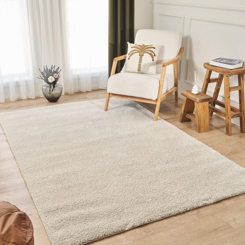 Ruglenza Shaggy Runner Rug - Soft Fluffy Long Hallway Carpet, Non Slip, Easy to Clean, Cozy Stylish Modern Rug, Beige