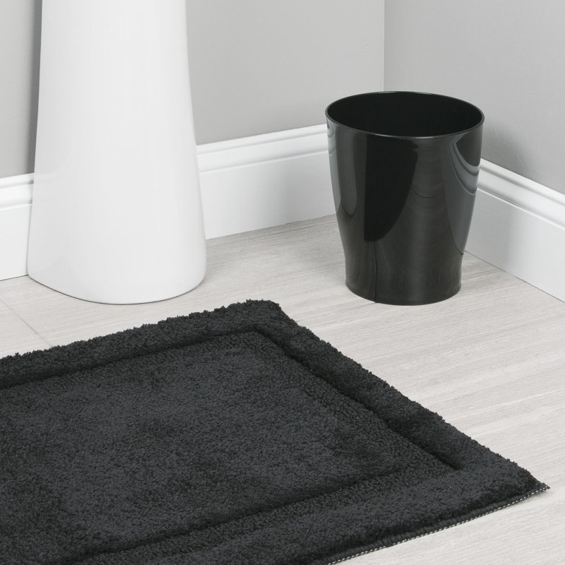Black High-Gloss Plastic Wastebasket for Kitchen and Bathroom