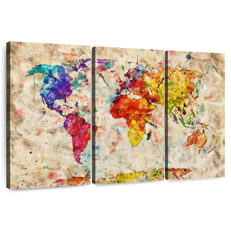 Aliaz Retro Expression World Map, 24" H x 38" W